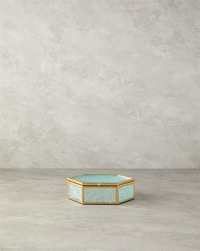 Glossy Декоративна Кутия Стъкло 17x15x6 см Златен