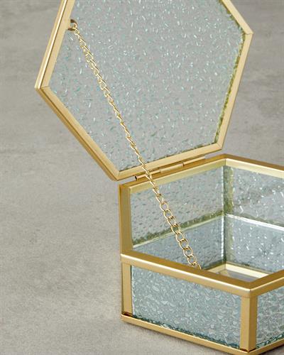 Glossy Декоративна Кутия Стъкло 17x15x6 см Златен