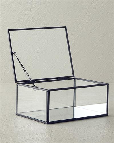 Glossy Декоративна Кутия Стъкло 18x13x8 см Черен