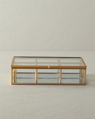 Glossy Кутия За Бижута С отделения Стъкло 20x15,5x5 см Златен