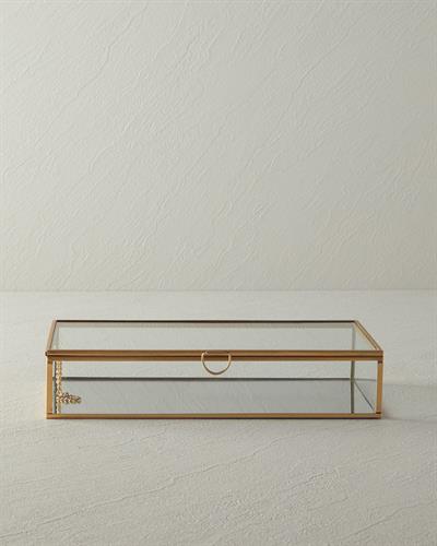 Glossy Декоративна Кутия Стъкло 27x15x5,5 см Златен