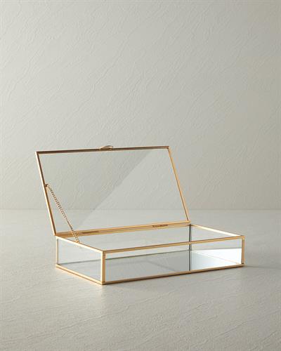 Glossy Декоративна Кутия Стъкло 27x15x5,5 см Златен
