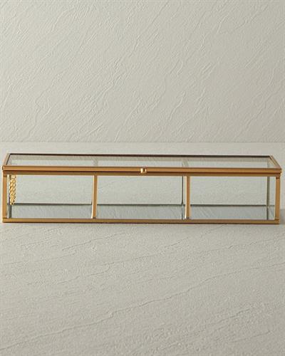 Glossy Кутия За Бижута С отделения Стъкло 27x8,2x5,7 см Златен