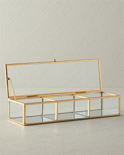 Glossy Кутия За Бижута С отделения Стъкло 27x8,2x5,7 см Златен
