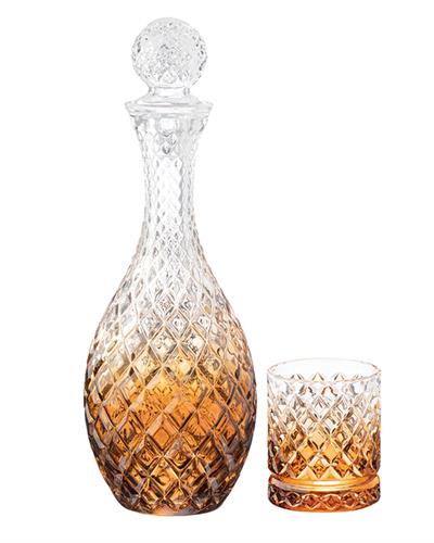 Glossy Glass 3 Pieces Caraf Set 1300 ml Brown