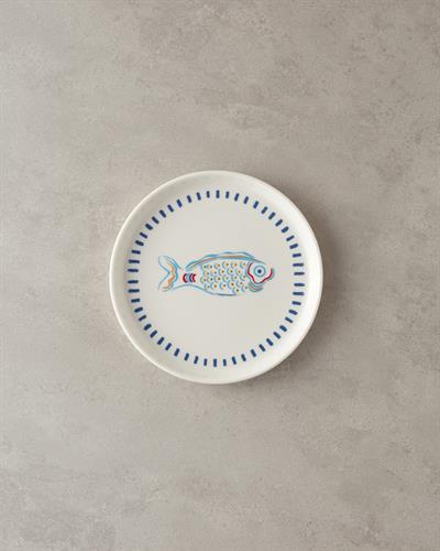 Чиния За Торта Костен порцелан 21 см Червен - Син