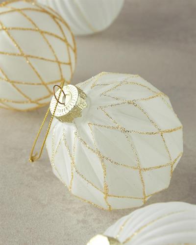 Gold Striped Висящ Аксесоар 9 бр. Стъкло 8 cm Бял - Златен..