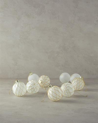 Gold Striped Висящ Аксесоар 9 бр. Стъкло 8 cm Бял - Златен..