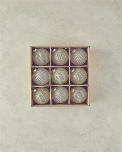 Gold Striped Висящ Аксесоар 9 бр. Стъкло 8 cm Бял - Златен..