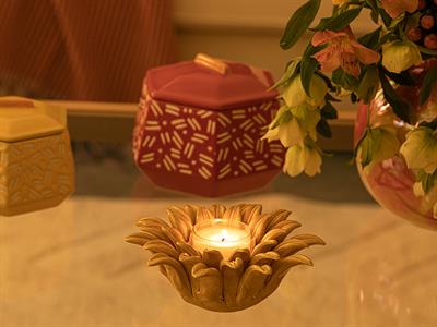 Golden Flower Decorative Object 16,2x16x6 cm Yellow