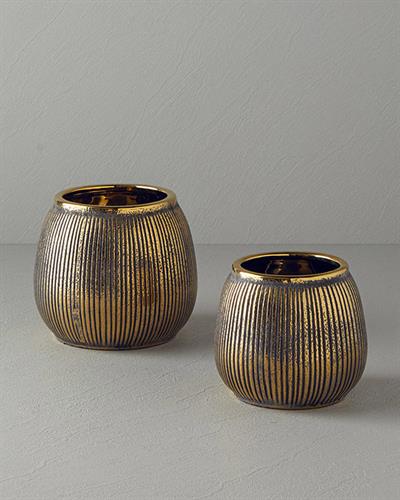 Goldy Ваза Каменна керамика 17x15 cm Златен