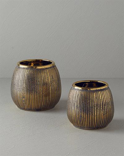 Goldy Ваза Каменна керамика 18x19,5 см Златен