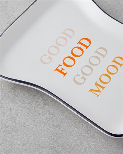 Чиния За Торта Керамика 13x19 см Оранжев-Черен