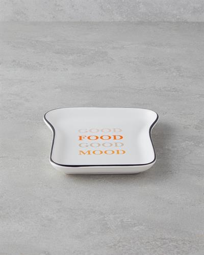 Чиния За Торта Керамика 13x19 см Оранжев-Черен