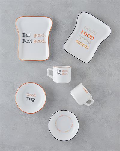 Чиния За Торта Керамика 13x19 см Оранжев-Черен