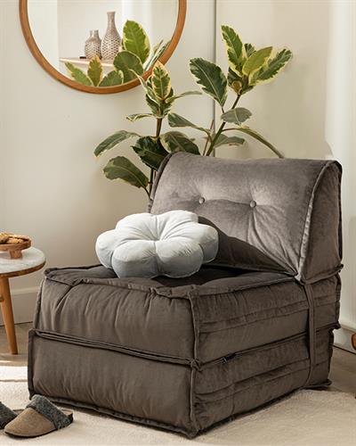 Gozo Декоративен Диван Кадифе, Антрацит, 65 X 78 X 78 Cm