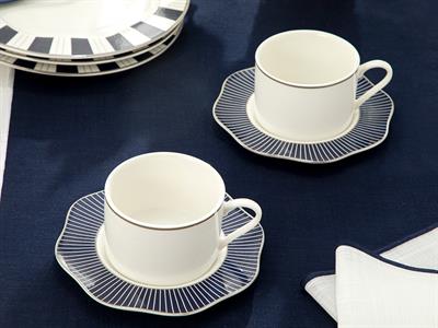 Grace Комплект Чаени Чаши 4 Бр. За 2 Души, New Bone, Тъмно Синьо, 220 Ml