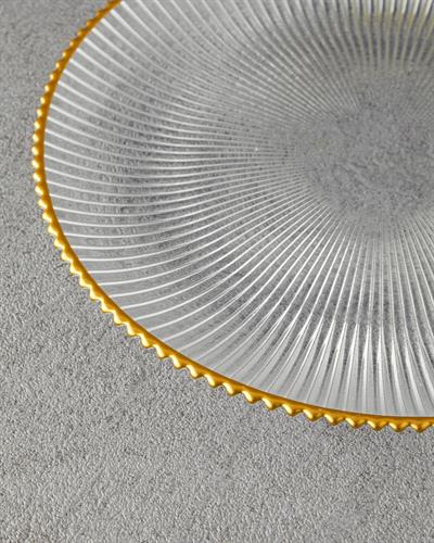 Чиния за Торта Стъкло 21 cm Златен