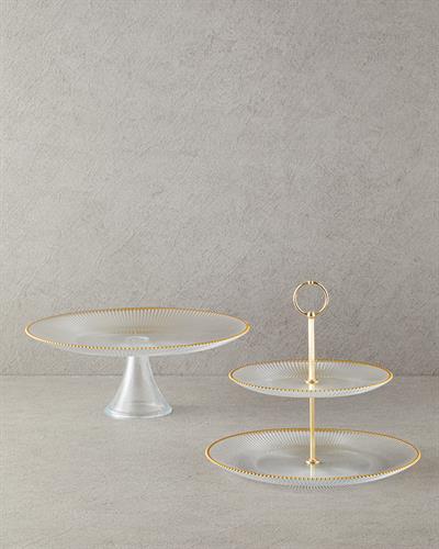 Graceful Shapes Етажен Поднос За Сладки Стъкло 21+28 cm Златен