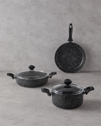 Granada Комплект Тенджери 5 части Алуминий 20-26-26 см Черен