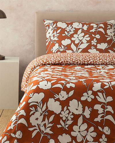 Grandiflora Спален Комплект Кралски размер Мек памук с дигитална щампа 240x220 см Теракота