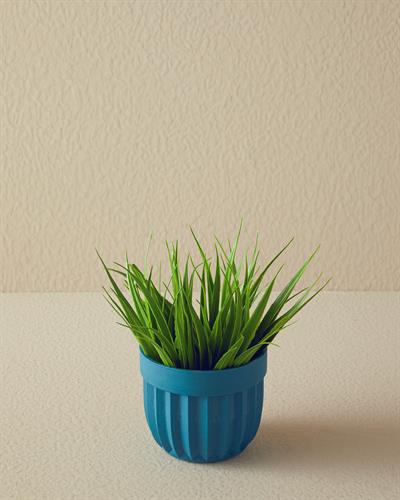 Grass Изкуствено Цвете С Ваза 13x13x18 см Син
