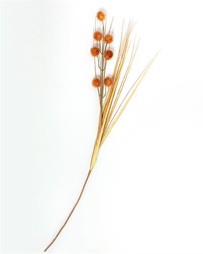 Grass Ball Една Клонка Изкуствено Цвете Оранжево,, 85 Cm