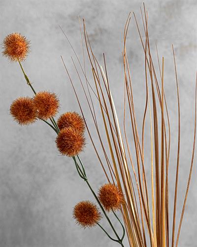 Grass Ball Една Клонка Изкуствено Цвете Оранжево,, 85 Cm