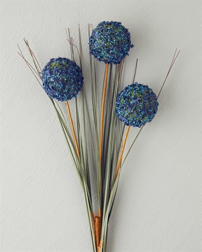 Grass Bush Една Клонка Изкуствено Цвете Тъмно Синьо, 63 Cm