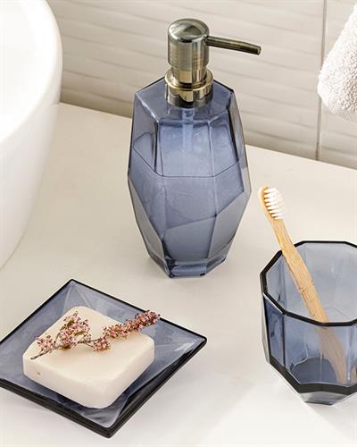 Greta Комплект За Баня 3 бр. Стъкло 9x9x20см 9x9x9см 11,5x11,5x2 Морскосин