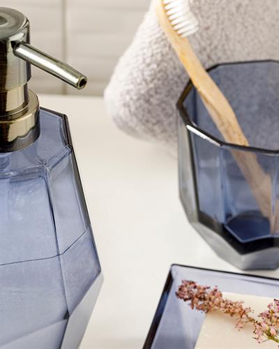 Greta Комплект За Баня 3 бр. Стъкло 9x9x20см 9x9x9см 11,5x11,5x2 Морскосин