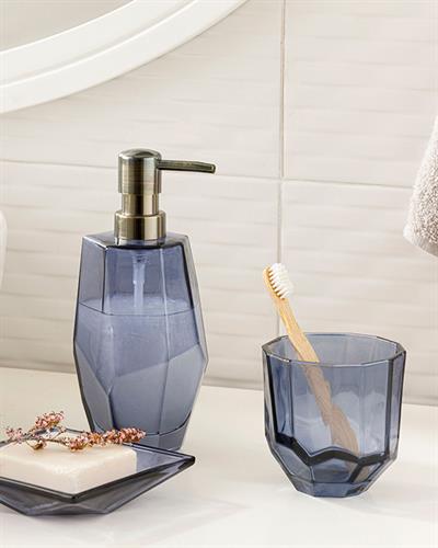 Greta Комплект За Баня 3 бр. Стъкло 9x9x20см 9x9x9см 11,5x11,5x2 Морскосин