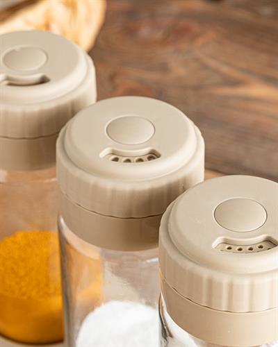 Greta Съд За Подправки 3 Бр., Стъкло, Тъмно Бежово, 245 Ml