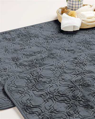 Ground Комплект Постелки За Баня Нехлъзгащ се гръб Топъл печат 60x90 + 40x60 см Тъмносив