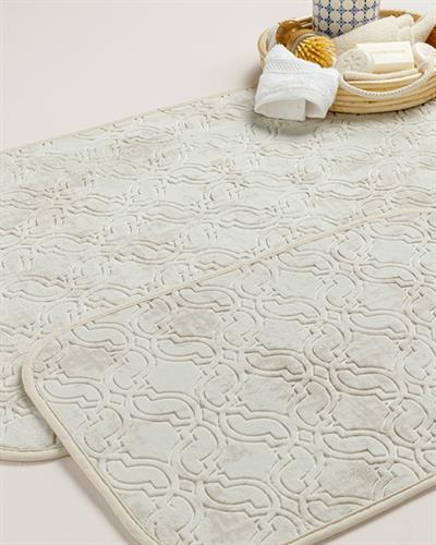 Ground Комплект Постелки За Баня Нехлъзгащ се гръб Топъл печат 60x90 + 40x60 см Светлобежов