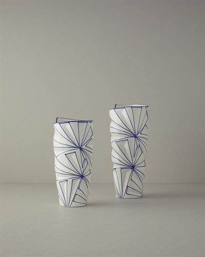 Gusto Ваза 24 см Бял - Син