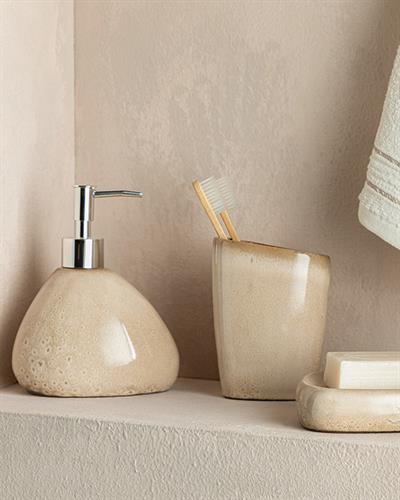 Gusto Dolomite 3 pcs set bath Bathroom Set 10x10x16-8x8x11-11x11x3 Beige