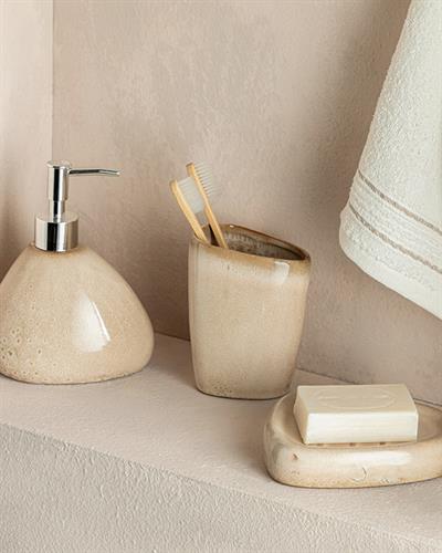 Gusto Dolomite 3 pcs set bath Bathroom Set 10x10x16-8x8x11-11x11x3 Beige