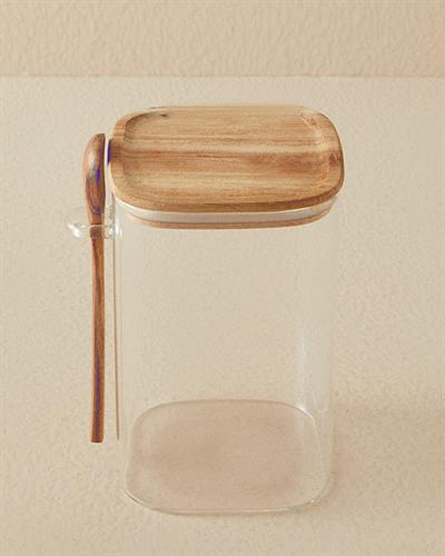 Hailey Borosilicate With Spoon Jar 1000 ml Transparent