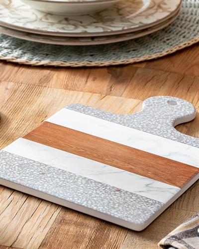 Halen Подложка За Топло Сервиране Керамика 24 см Бял - Сив