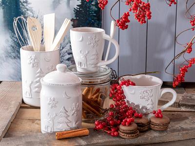 Happiness КУТИЯ ЗА СЪХРАНЕНИЕ Кръгъл с керамичен капак Керамичен 600 ml White