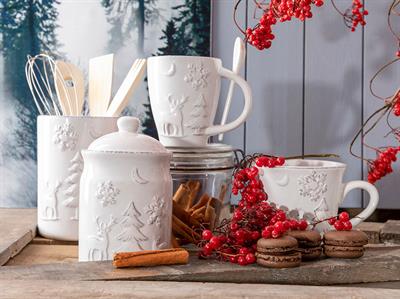 Happiness КУТИЯ ЗА СЪХРАНЕНИЕ Кръгъл с керамичен капак Керамичен 900 ml White