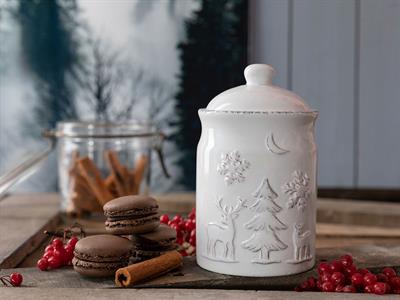 Happiness КУТИЯ ЗА СЪХРАНЕНИЕ Кръгъл с керамичен капак Керамичен 900 ml White