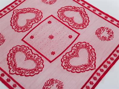 Heart Салфетка за Гости 4 Set Плетиво 40x40 cm Red