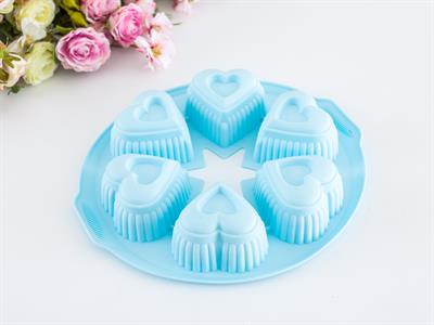 Heart ФОРМА ЗА КЕКС С 6 отделения Силикон 28x25x4 cm Mint