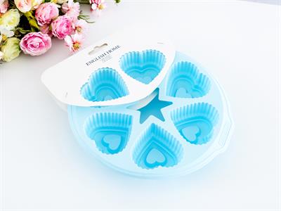 Heart ФОРМА ЗА КЕКС С 6 отделения Силикон 28x25x4 cm Mint