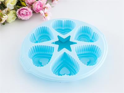 Heart ФОРМА ЗА КЕКС С 6 отделения Силикон 28x25x4 cm Mint