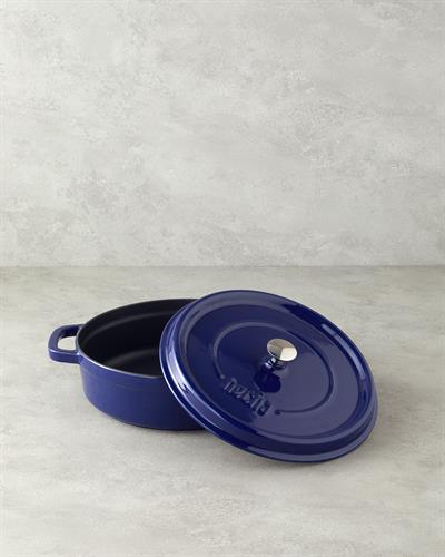 Hecha Тенджера Плитък С чугунена отливка 28 см Син