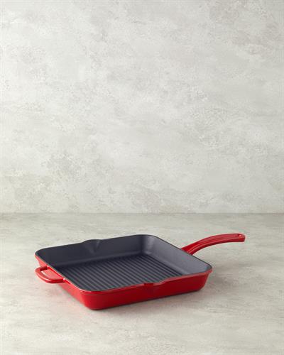 Hecha Грил Тиган Квадрат С чугунена отливка 28 см Червен