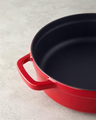 Мини Тенджера Плитък С чугунена отливка 28 см Червен